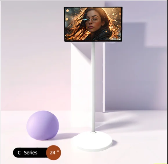 

24.5 Inch Weather-Resistant Smart LED TV Android System White Cabinet HD For Outdoor Camping RV Use Stand Accessory Included