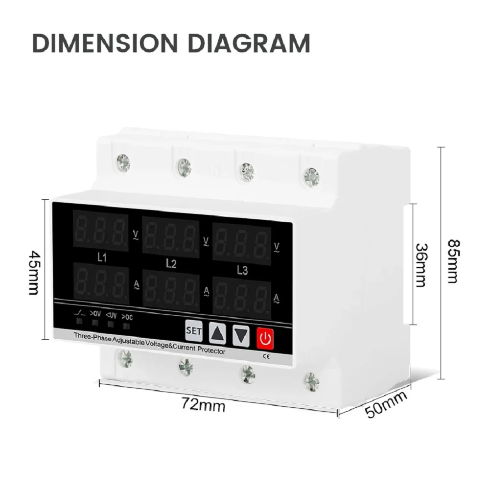 AC 230V Rated Three Voltage Current Protector with Second Delay for Asymmetry Tip and 5V Hysteresis Control Feature