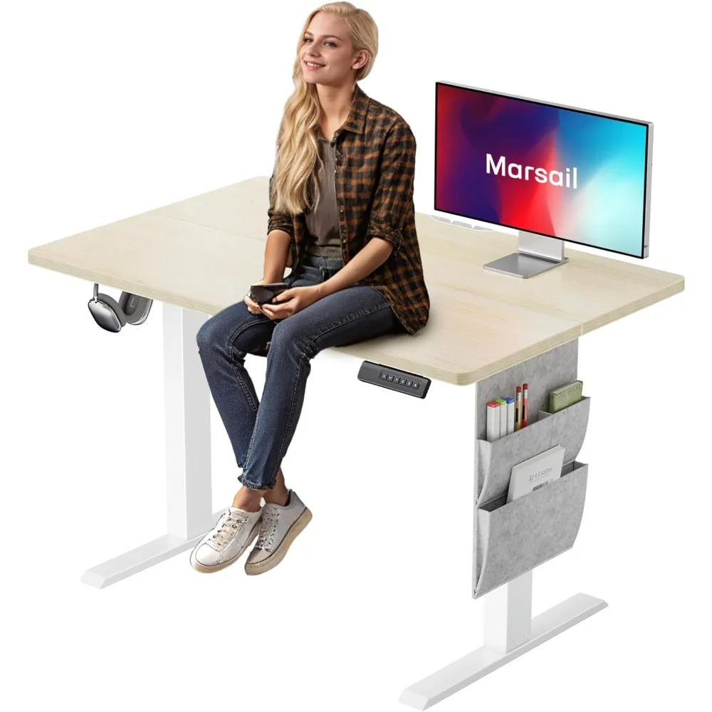 

Electric Standing Desk, 40x24 Inch Adjustable Height Home Office Gaming Desk with 4 Memory Presets, Storage Bag, Stand-Up Desk