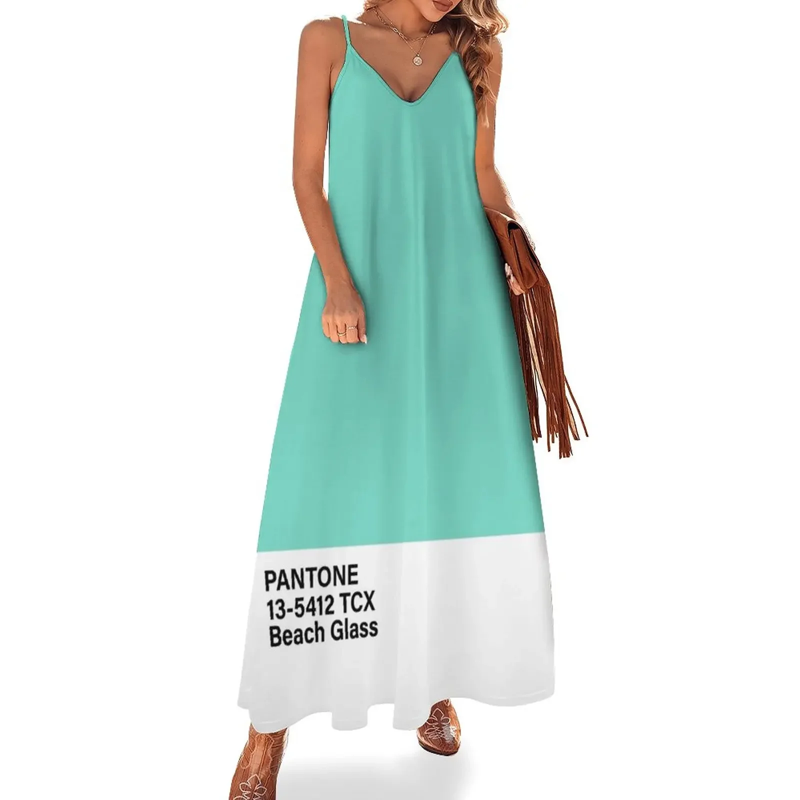 

pantone 13-5412 TCX Beach Glass Sleeveless Dress summer dress woman 2025 trendy ladies dresses for special occasion