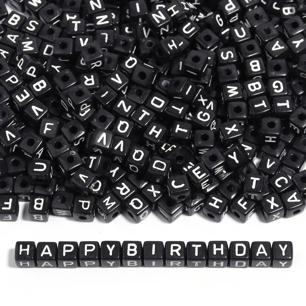 4.5/10mm Charm Square Black Letter Acrylic Beads Cube Loose Spacer Alphabet Beads For Jewelry Making Diy Handmade Supplies