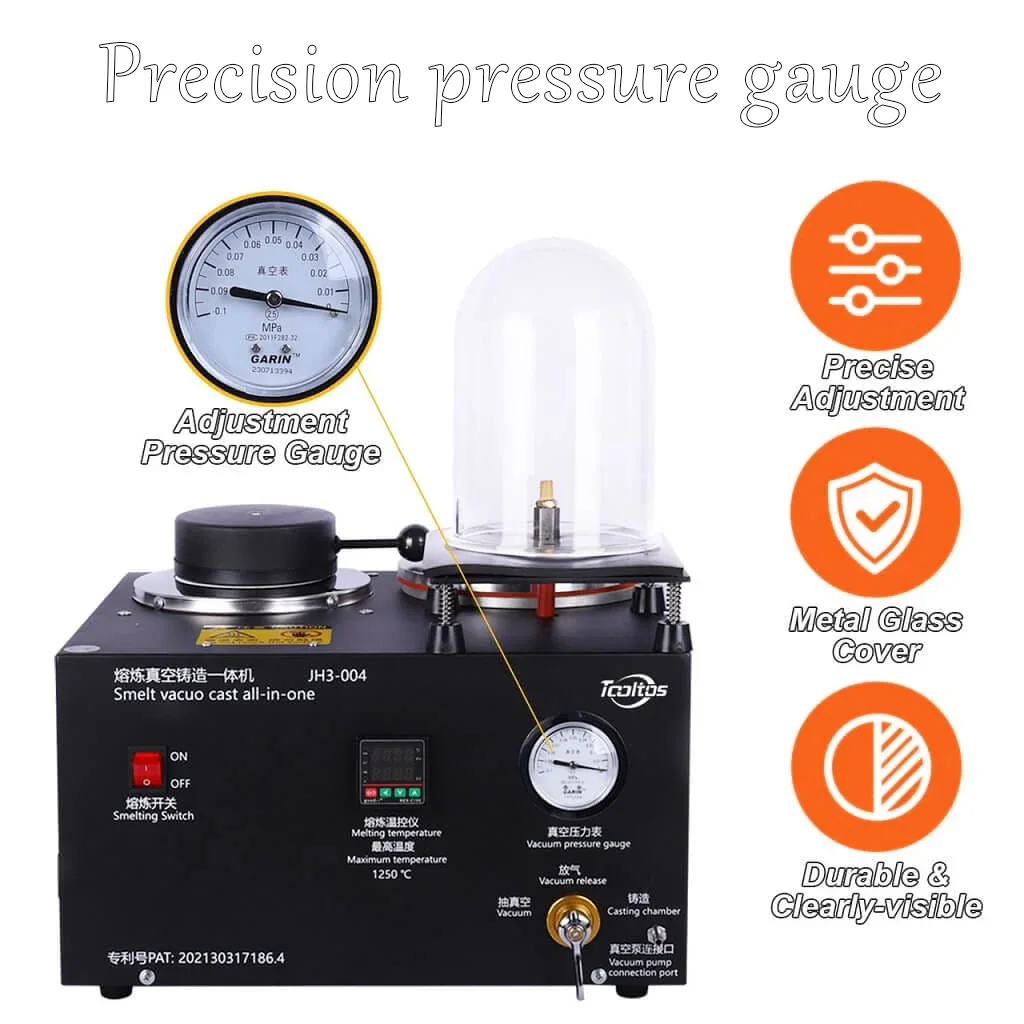 3-in-1 Vacuum Casting Machine for Gold Silver | Integrated Smelting Refining Tool | High-Temperature Jewelry Making Equipment