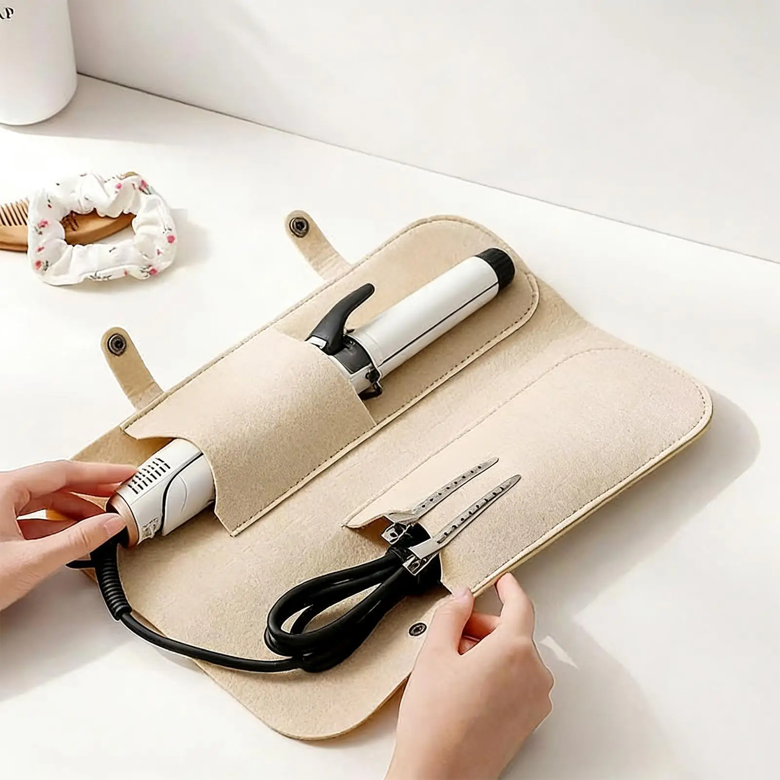 Sac de rangement pour lisseur, étui de voyage pour fer à lisser, tapis isolant thermique pour accessoires de brosse