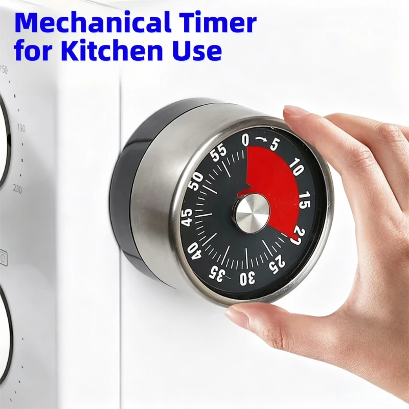 Stainless Steel Timer Magnetic Mechanical Timers Classroom Baking Clock for Teaching Meeting Kitchen Cooking Baking Working