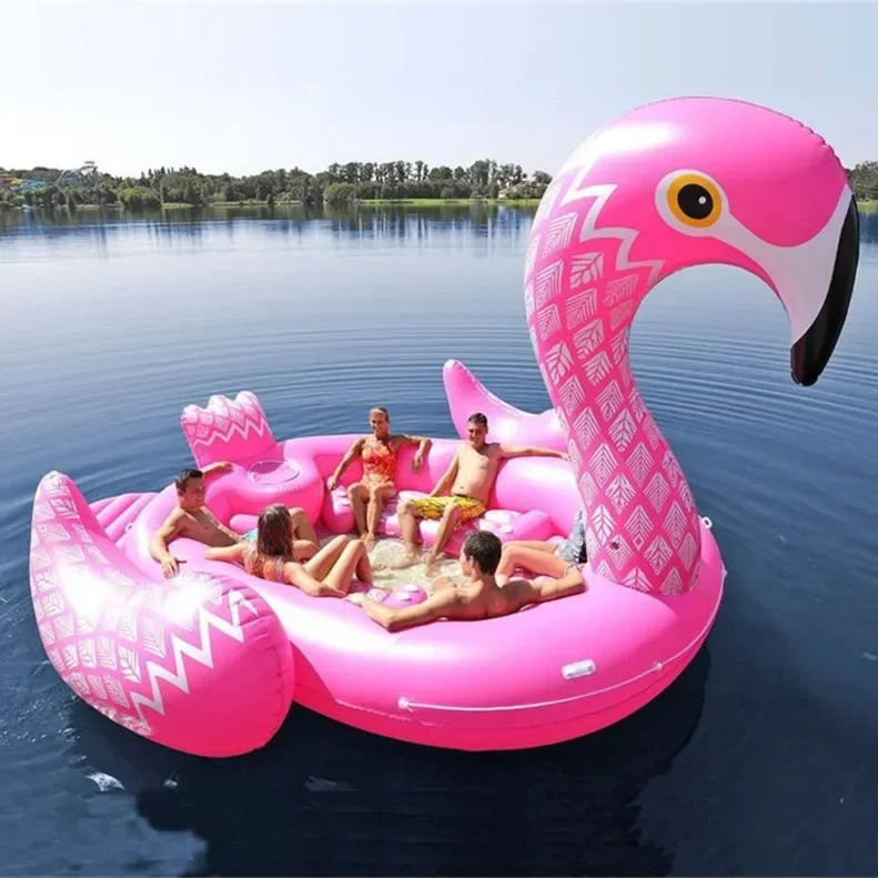 Large Giant 6-person Flamingo Mount Multi-person Inflatable Unicorn Floating Row Swan Flamingo Peacock Floating Island