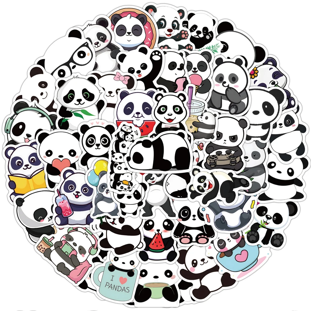 10/30/10/30/60PCS Fun Panda Cute Stickers Rich Patterns Hand-Painted Decoration Handmade Collage Stationery Graffiti Stickers