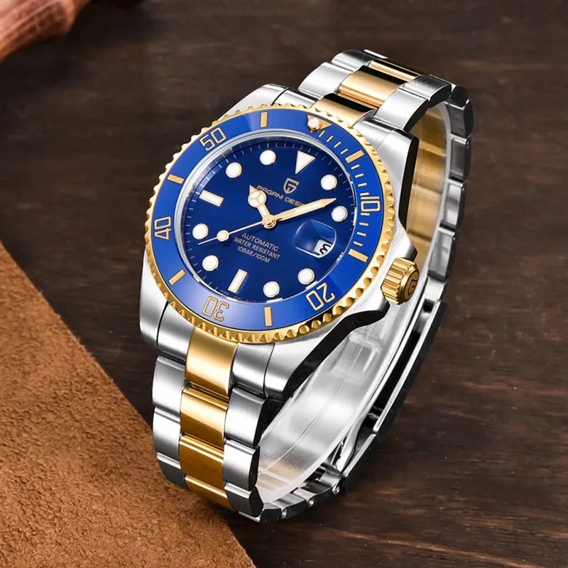 PAGANI DESIGN Original 43MM Men's Automatic Mechanical Watches Japan NH35A Luxury stainless steel Ceramic Bezel Watch for Men