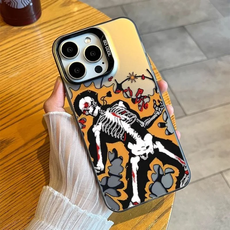 

Чехол для телефона iPhone 17 Air 16 Pro Max 15 14 13 Plus 12 11, защита камеры, противоударный бампер из ТПУ для мужчин и женщин, крутой череп