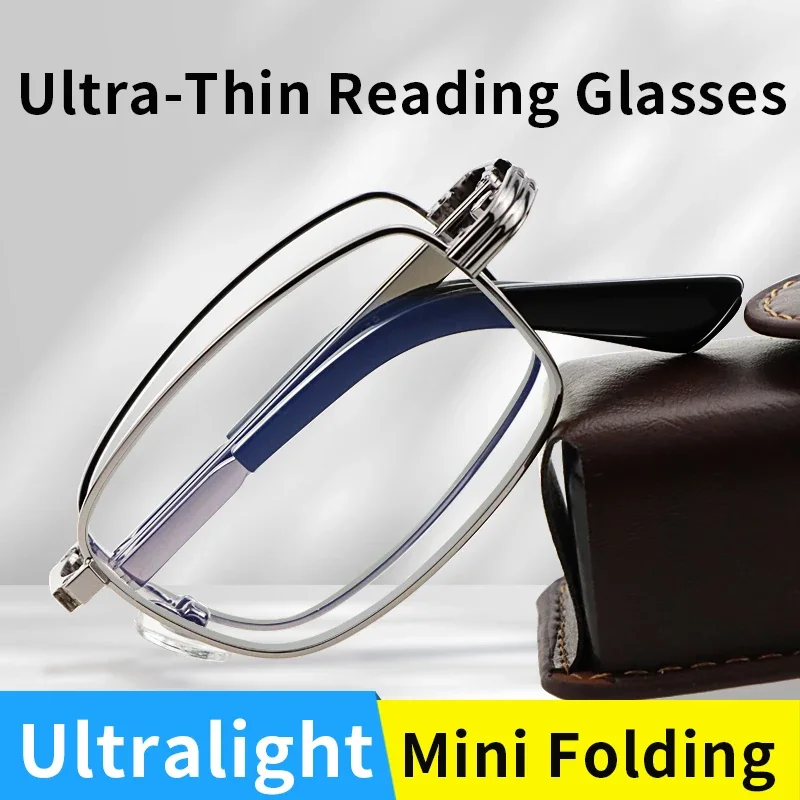 Folding  Ultra-Thin Reading Glasses Lightweight, Anti Blue Light  Anti Eyestrain Computer Readers, for Women and Men