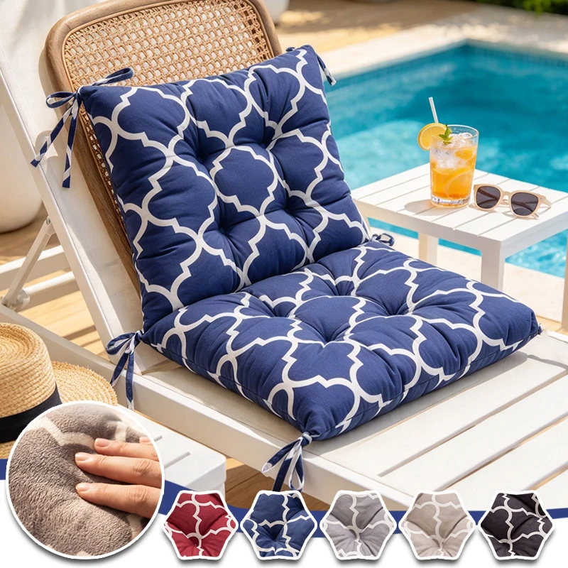 Short Plush Square Dining Chair Cushion 10cm Thick High Resilience Shredded Sponge Seat Pad with Non Slip Tie for Indoor 40x40cm