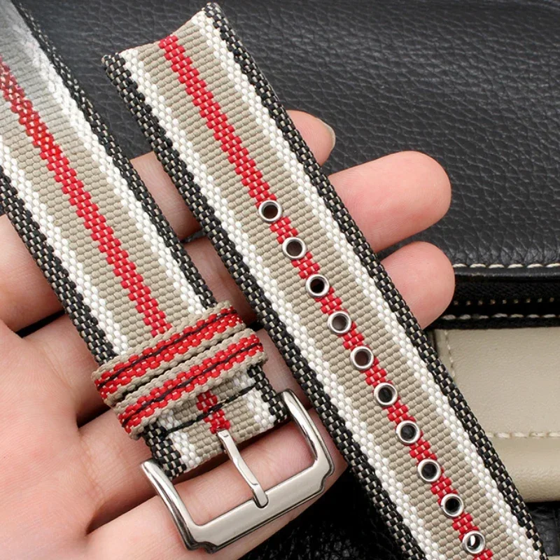Correa de reloj cómoda y suave de nailon para Burberry Citizen Omega Haima Hamilton, correas de reloj de lona para hombre con interfaz Arc de 22MM