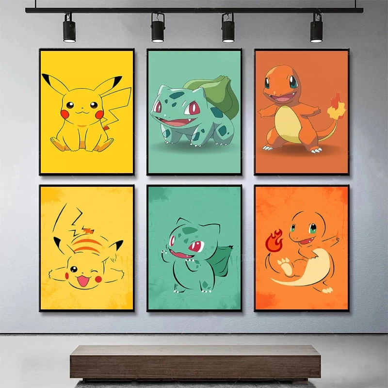 

Japanese Classic Anime Pokemon Charmander Wall Decoration Cartoon Character Picture Gift Art Decorative Children's Bedroom Decor