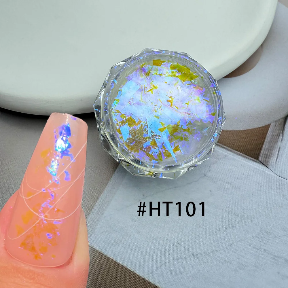 

Yinzi Rich Shiny Aurora Opal Flake Powder Blue Pink Holographic Glitter Nail Design Ice Foil Shimmer Resin DIY Decoratio