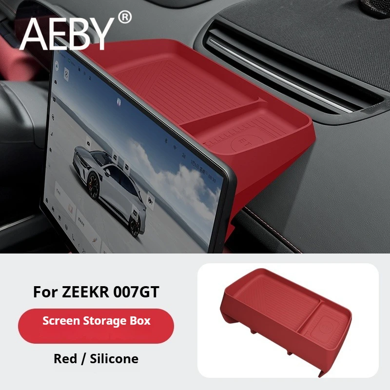 AEBY For ZEEKR 007GT 2024 2025 Dashboard Storage Box Behind Screen Silicone Organizer Custom Fit Car Interior Accessories