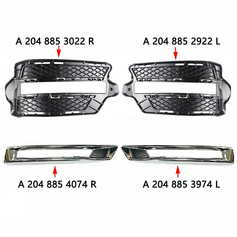 A 2048853022   A 2048852922   A 2048853974   A 2048854074   Front Fog DRL Lampenabdeckung Chrome Trim Grille Teil für Mercedes Benz GLK X204 W204