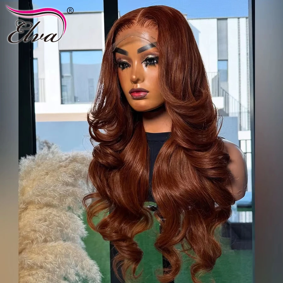 Elva شعر الجسم موجة شعر بشري داكن 9X6 HD الدانتيل إغلاق شعر مستعار غلويليس HD الدانتيل الباروكة الأمامية قبل قطعها ابيض عقدة HD شعر مستعار الدانتيل