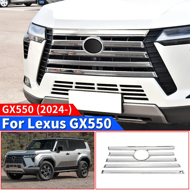 

For 2024 Lexus GX550 GX550h Front Grill Chrome Decoration Strip GX 550 550h Exterior Upgraded Accessories Tuning Modification