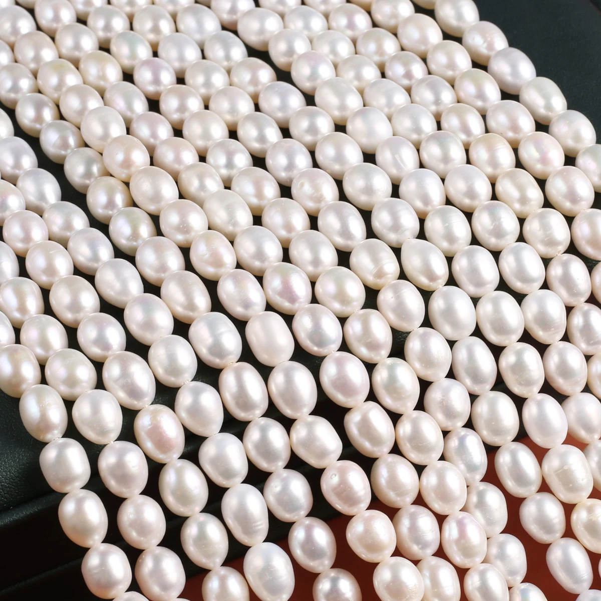 

8-9mm AAA High Quality Natural Freshwater Pearls White Rice Loose Beads for Jewelry Making DIY Necklace Bracelet Accessory 36cm