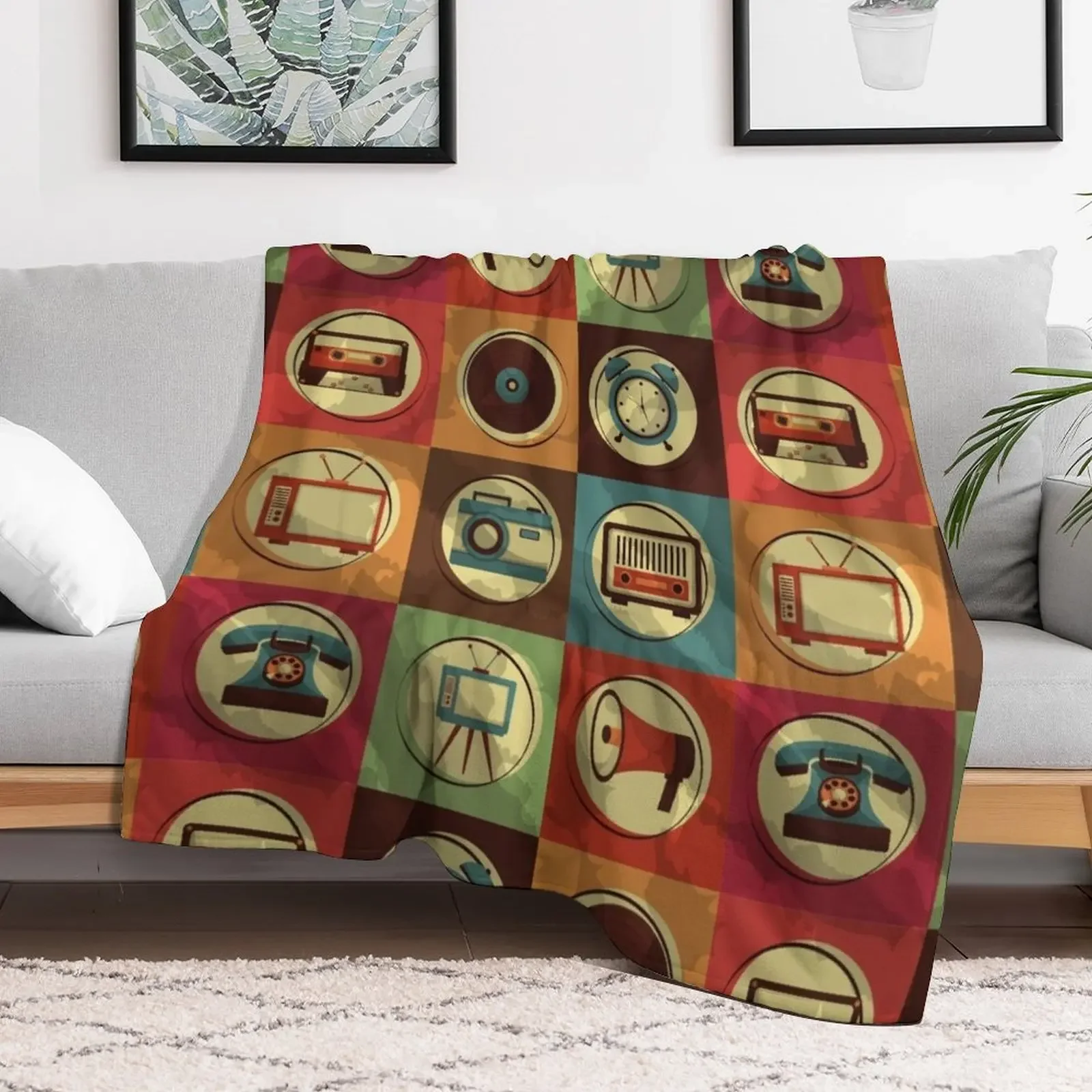 Vintage Devices Throw Blanket Cozy Warm Blanket for Bed Room Decor