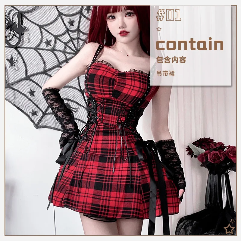 الأوروبية والأمريكية مملة الثقافة القوطية الأسود الدانتيل مثير بارد Y2K منقوشة لوليتا اللباس لعروض الغناء بلا أكمام