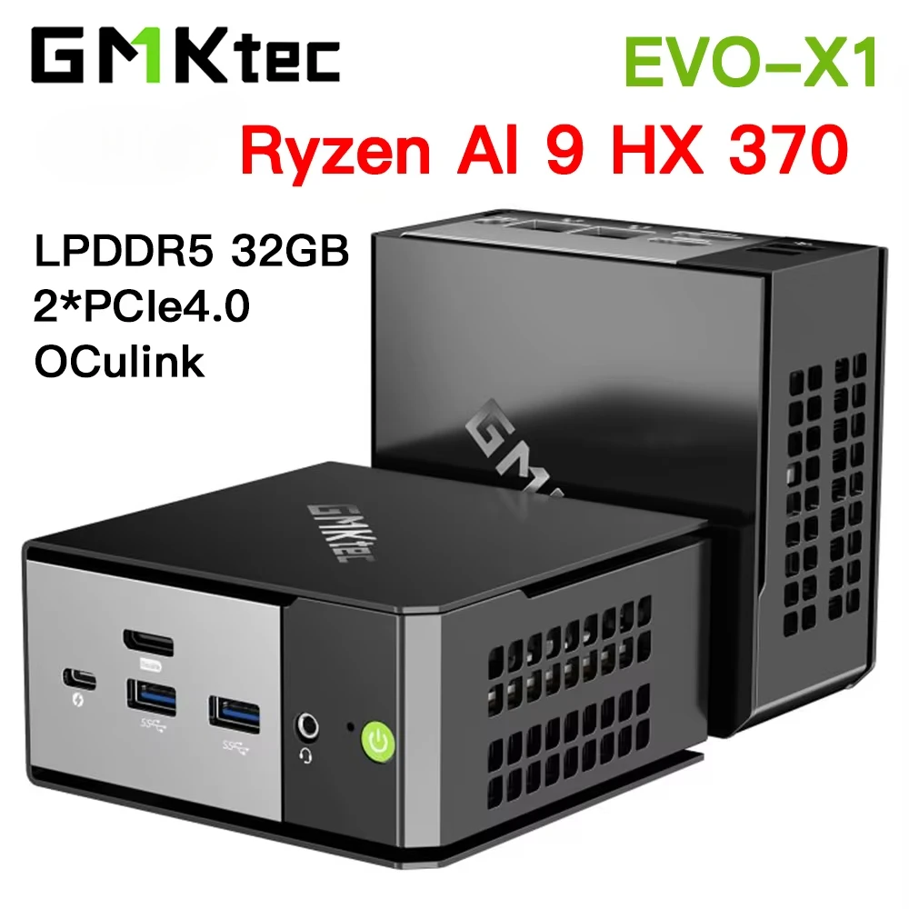 GMKtec EVO-X1 Ryzen Al 9 HX 370 MINI PC Radeon 890M LPDDR5 32GB 1TB WIFI6 BT5.2 2.5G Lan USB4.0 Desktop MINI PC Gamer Computer