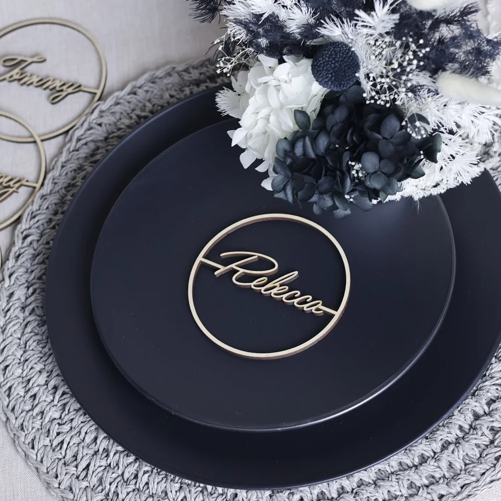 Placenamiento de boda personalizado, decoración de mesa, juegos de compromiso, nombres cortados con láser personalizados, Tarjeta De Nombre de mesa de boda, 10 Uds.