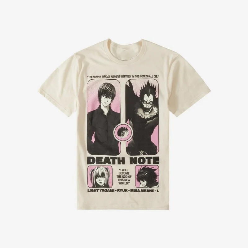 Death Note L Lawliet Vintage Anime T‑Shirt Retro Mange Print Unisex Cotton Short Sleeve Harajuku Otaku Oversized Streetwear Tops