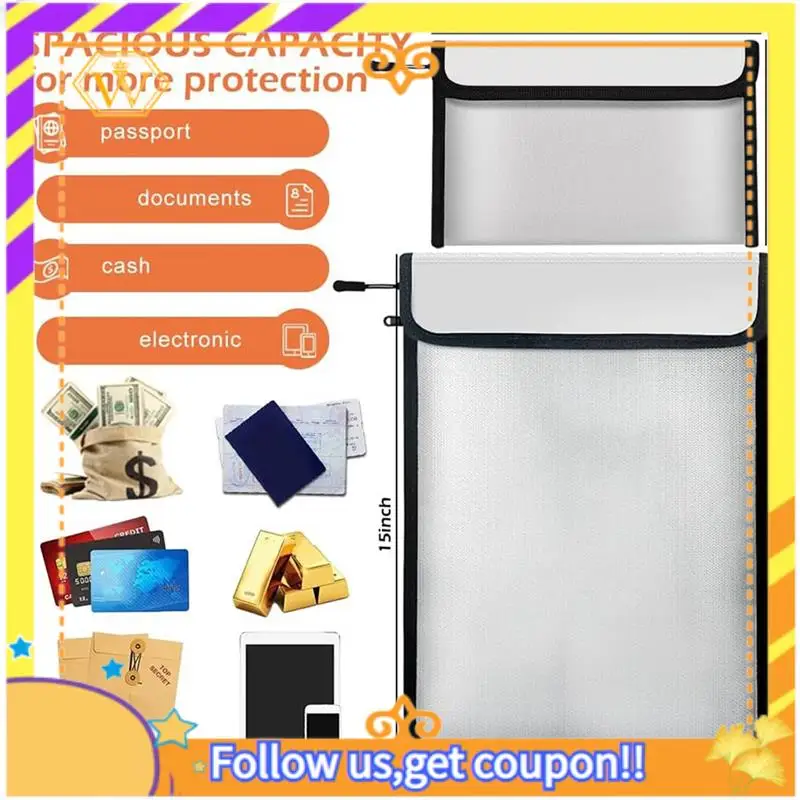 Latest-Waterproof Fireproof Document Bag, 2 Pack 15X11 Inch And 8X5 Inch Fire Proof Bag For Documents, Fire Proof Money Bag