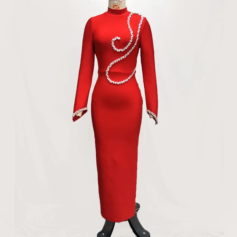 

New Glass Rhinestone Chain Bandage Dresses Evening Dresses