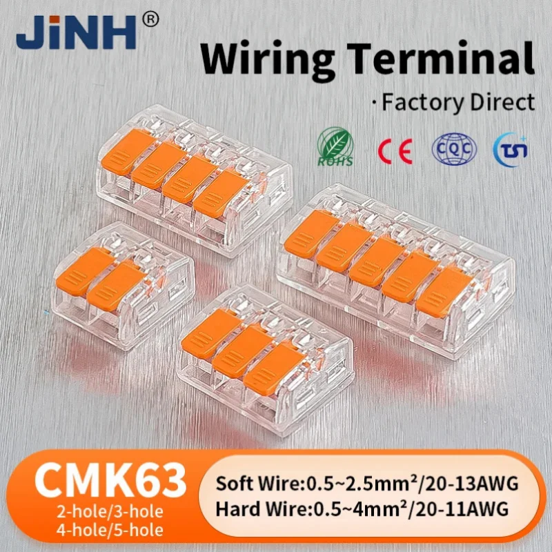 

JINH 50 Pcs Quick Compact Lever Parallel Electrical Splitter Equipment Connectors, Fast Wire Connector Terminal Blocks 34-11AWG