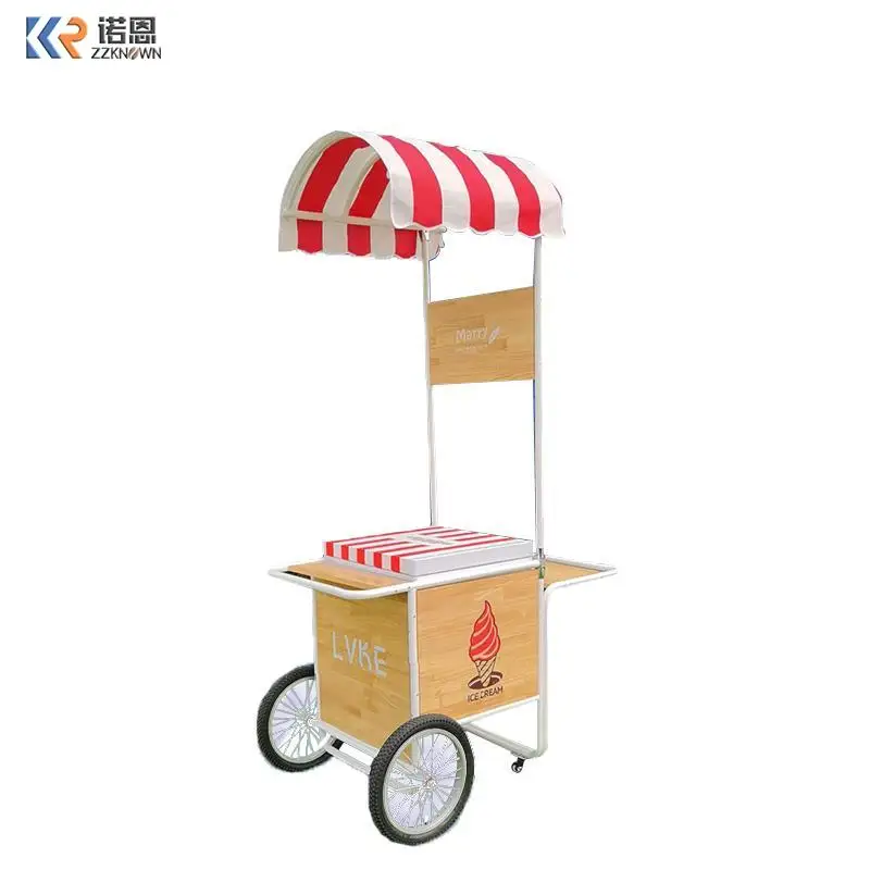 

Hand Pushed Ice Cream Cart Mobile Sales Of Refrigerated Food Coffee Drinks