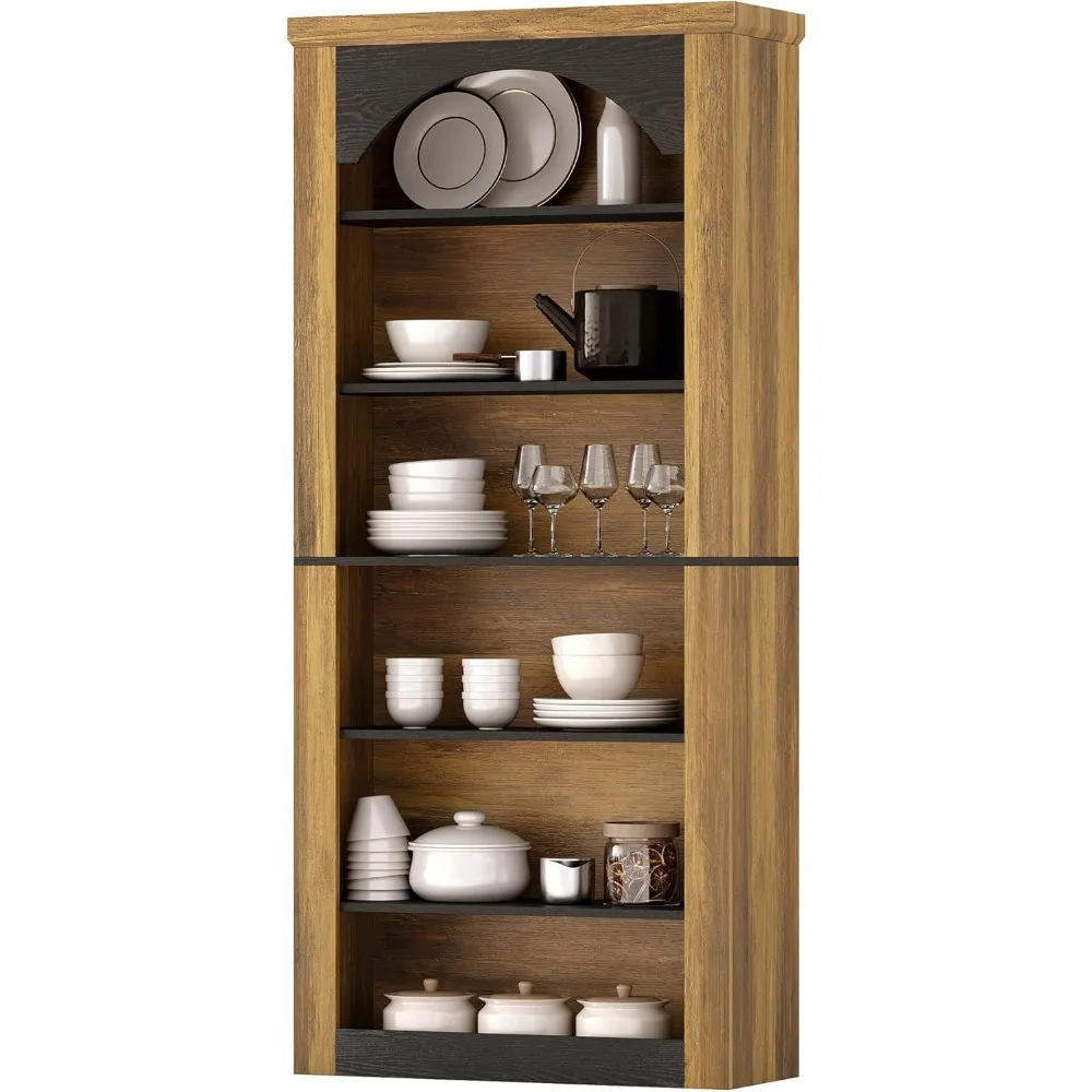 

Arched Bookcase, 70.9 Wooden Bookshelves, Modern Bookshelf, 6-Tier Mid Century, Vintage Bookshelf, Standing Display