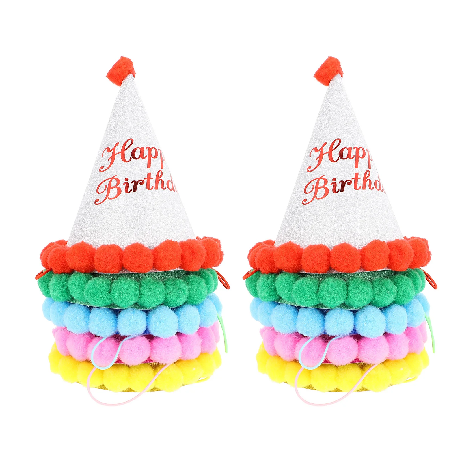 

10pcs Birthday Pompom Hats Glitter Party Cone Hat For Happy Birthday Celebration Decor Accessory Festive Wearable