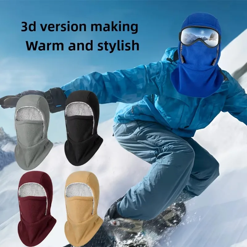 

Winter Mask Head Cover Hat Integrated Neck Guard Adding Fleece Thickened Heat Accumulation Keep Warm Windproof Cycling Face Mask