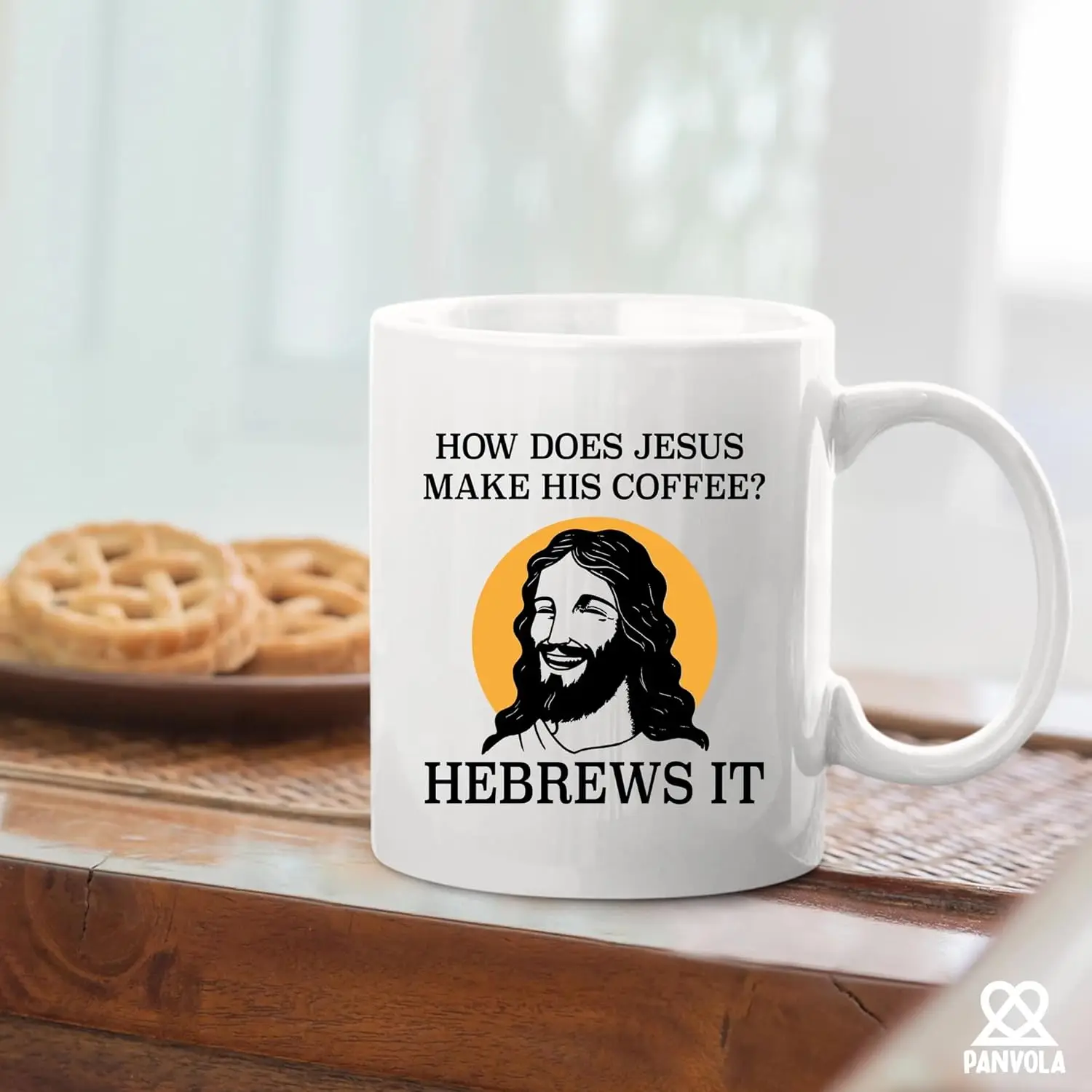 How Does Jesus Make His Coffee Hebrews it Funny Christian Gifts For Pastors Churchmate Mom Dad Sister Brother Coffee White cup