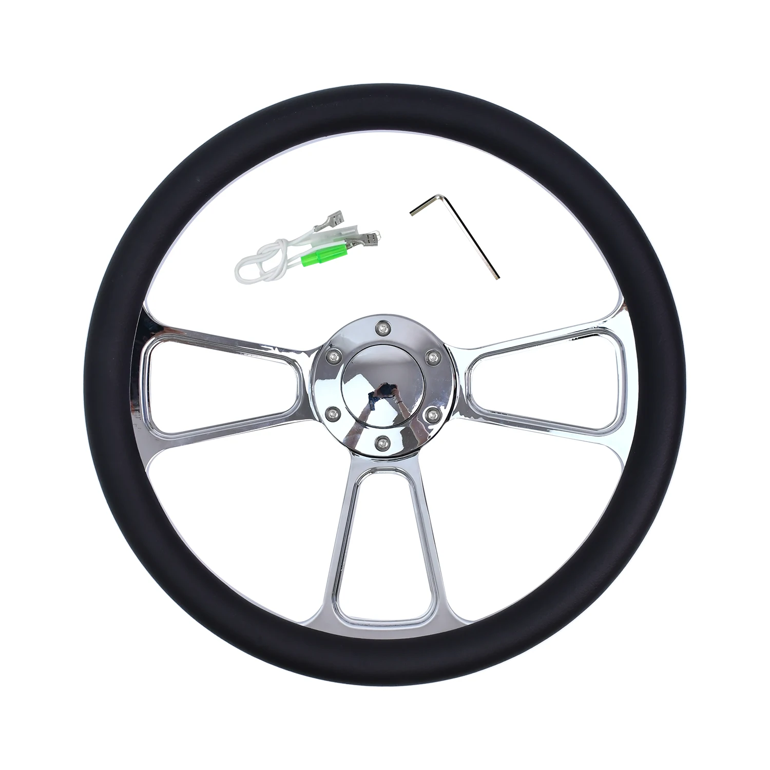 Tiypeor 14 350 مللي متر عجلة توجيه سيارة عالمية سباق الانجراف الرياضة عجلة القيادة كروم قوس #5