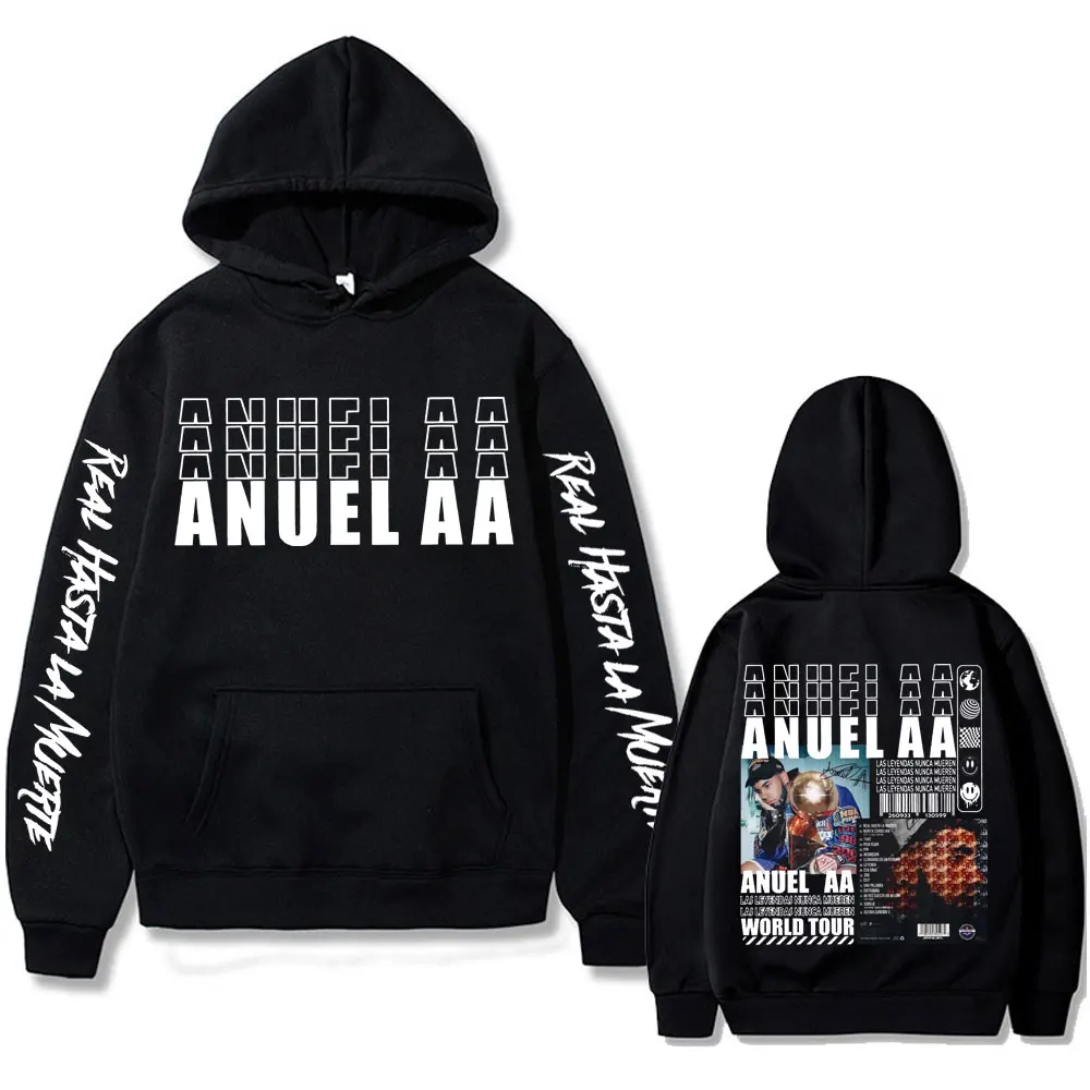 Famous Anuel AA Sweatshirt Las Leyendas Nunca Mueren World Tour Hoodie Men's Hip Hop Fashion Tracksuit Male Oversized Hoodies