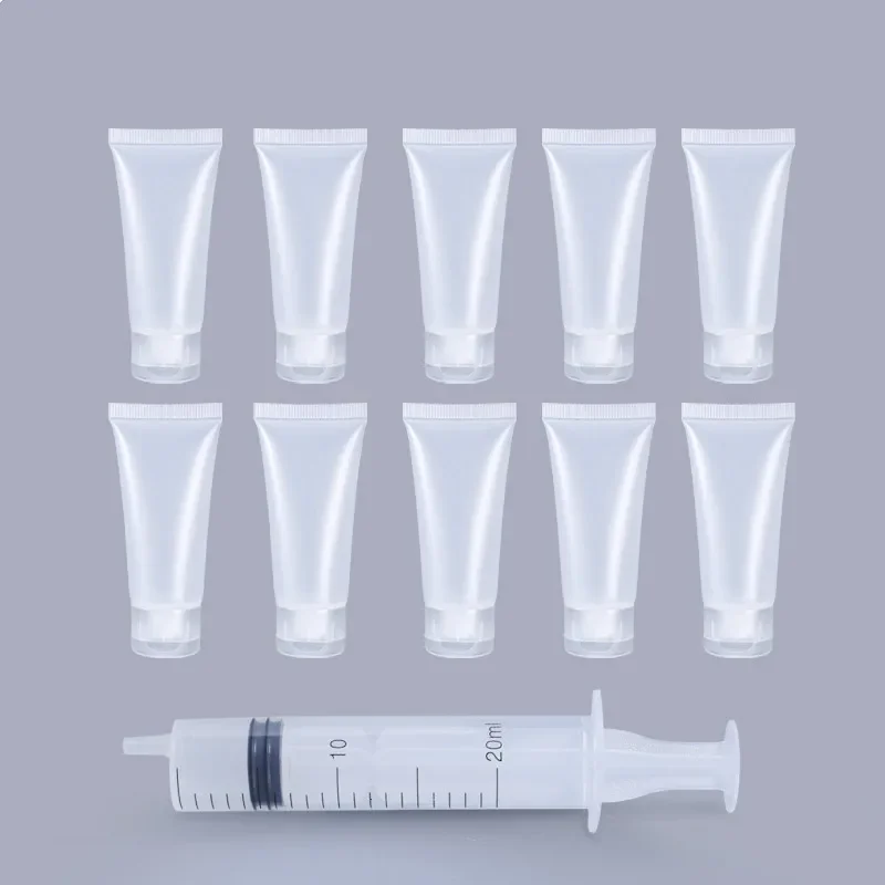 10PCS Empty Plastic Squeeze Tubes Translucent Cosmetic Containers Refillable Plastic Tube Travel Bottle Hot sale