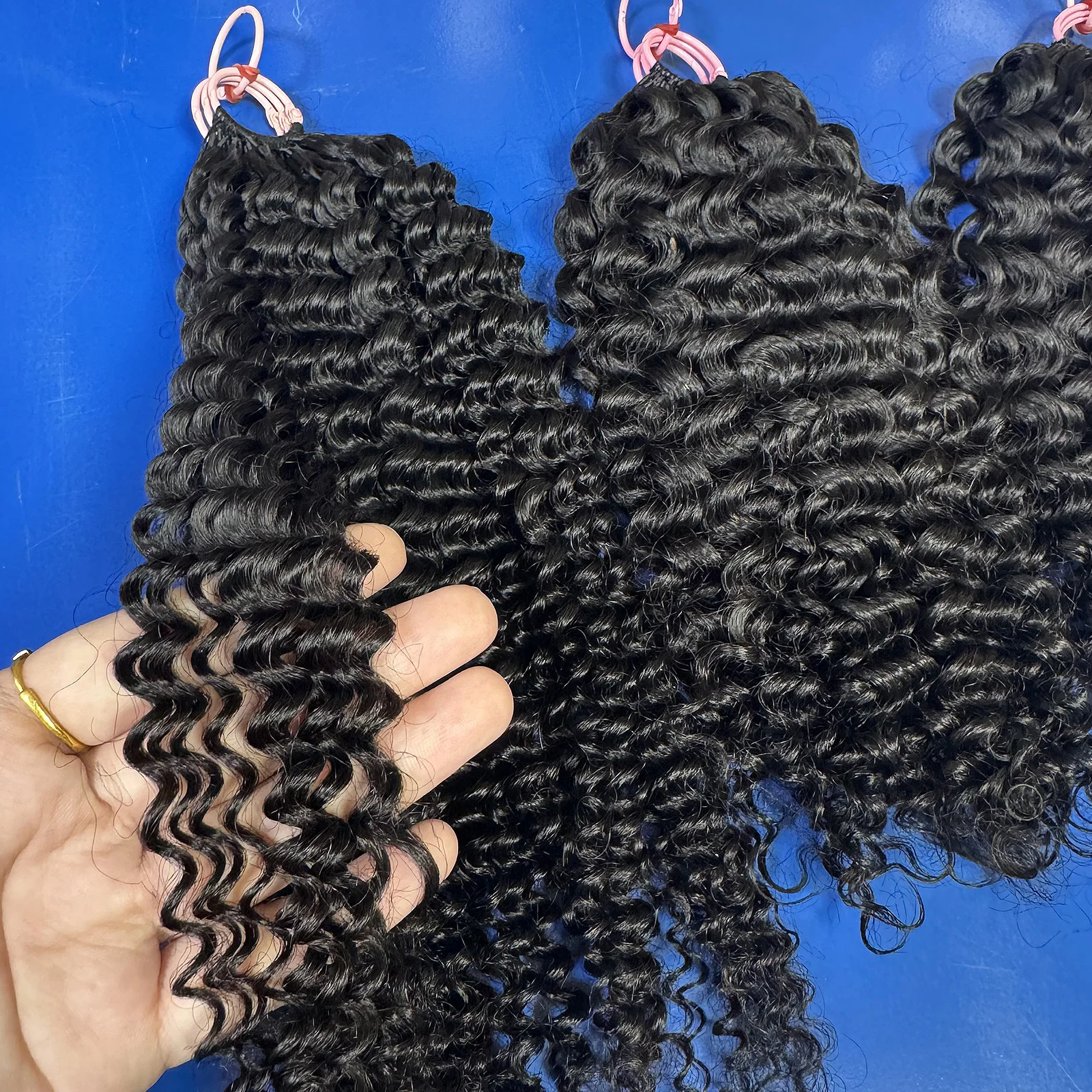 موجة عميقة الكروشيه شعر مستعار بشري غريب مجعد الكروشيه الشعر البشري Knotless قبل فصل الكروشيه ريشة وصلات شعر #6