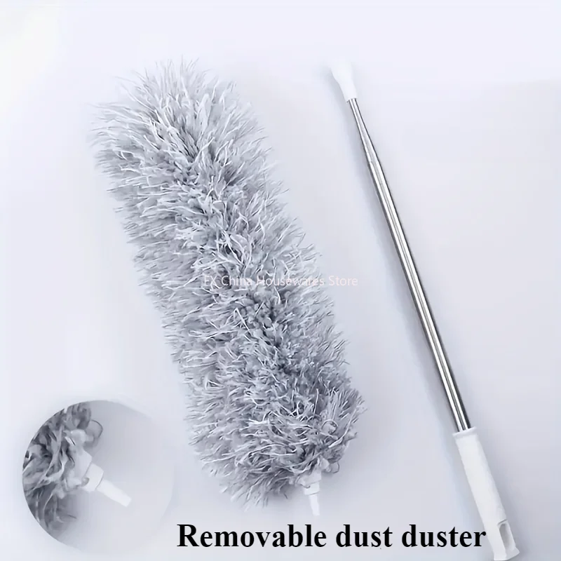 2.8M Extended Chicken Feather Duster Extendable and Curved Ceiling Cleaning Broom Household Electrostatic Dust Collector
