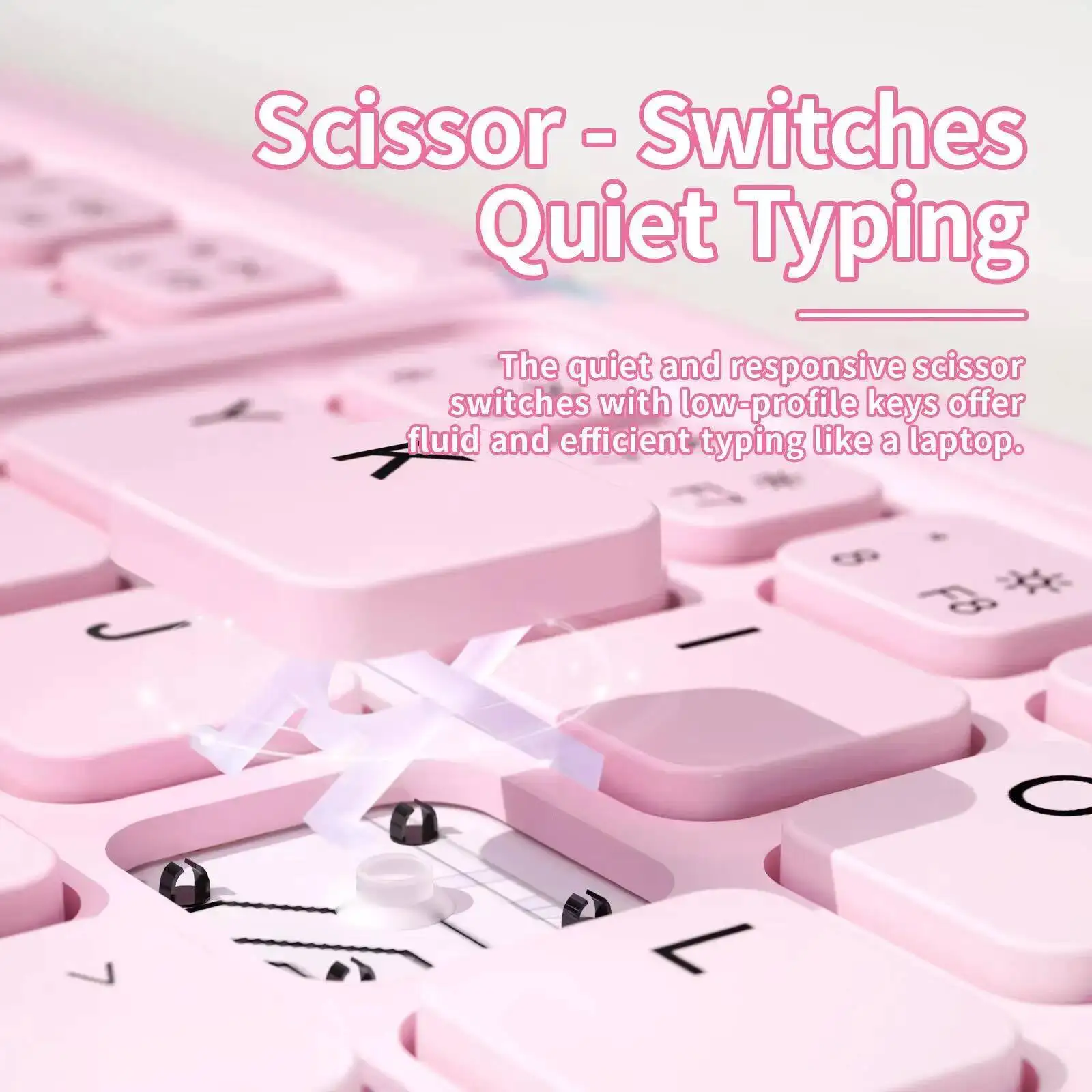 Cute Cat Wireless Bluetooth Foldable Keyboard Mouse Set Mini Lightweight Silent Click Long Battery Life For PC Laptop Girls Gift