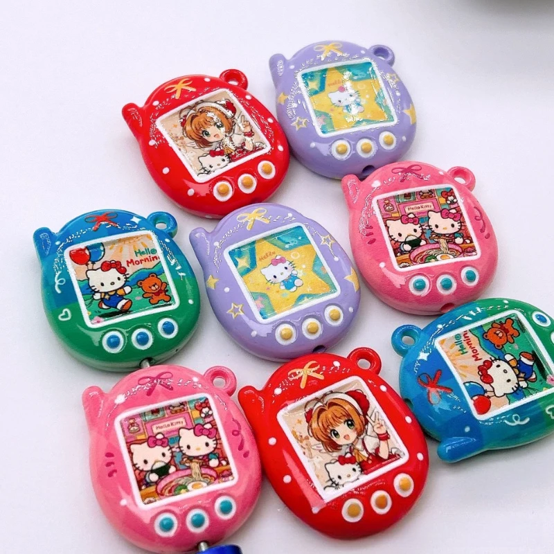 

Cartoon Anime Hello Kitty tamagotchi KT Vertical Hole Hanging Hole Bead Handmade DIY Jewelry Charms Bead Pen accessory Material