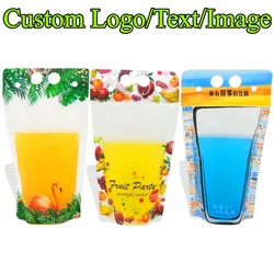 100PCS 400ML~500ML Plastic Party Drinking Handle Pouches DIY Festival Party Wedding Fruit Juice Coffee Milk Liquid Beverage Bags