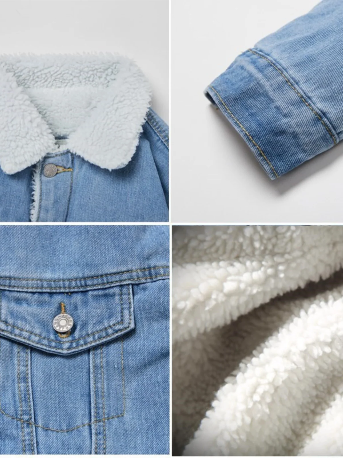 الرجعية Thiened Fce اصطف الدنيم Jaet للرجال معطف الشتاء الدافئ مع الفراء طوق الشباب Faion ملابس خارجية القطن Jaet #4