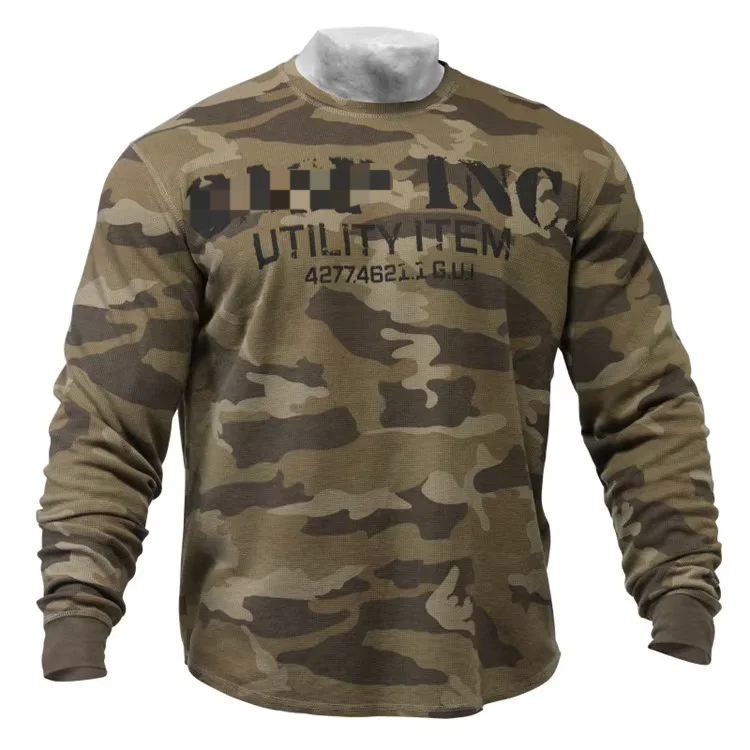 Autumn and winter sports plus size fitness training, warm and breathable camouflage base, long sleeved underwear