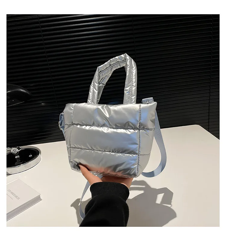 Frauen Taschen Frau Puffy Leichte Handtasche Große Kapazität Gesteppte Schulter Tasche Verstellbaren Riemen Puffer Tote Handtasche Einkaufstasche – Detail 21