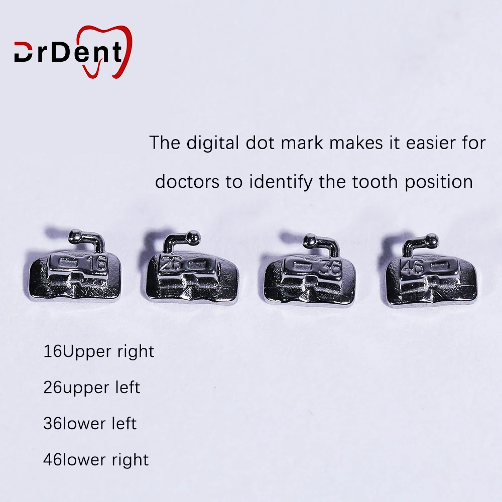 200Pcs/Box Dental Orthodontics Buccal Tubes 1st 2nd Molar Bondable Monoblock Non-Convertible Base Roth / MBT 0.022