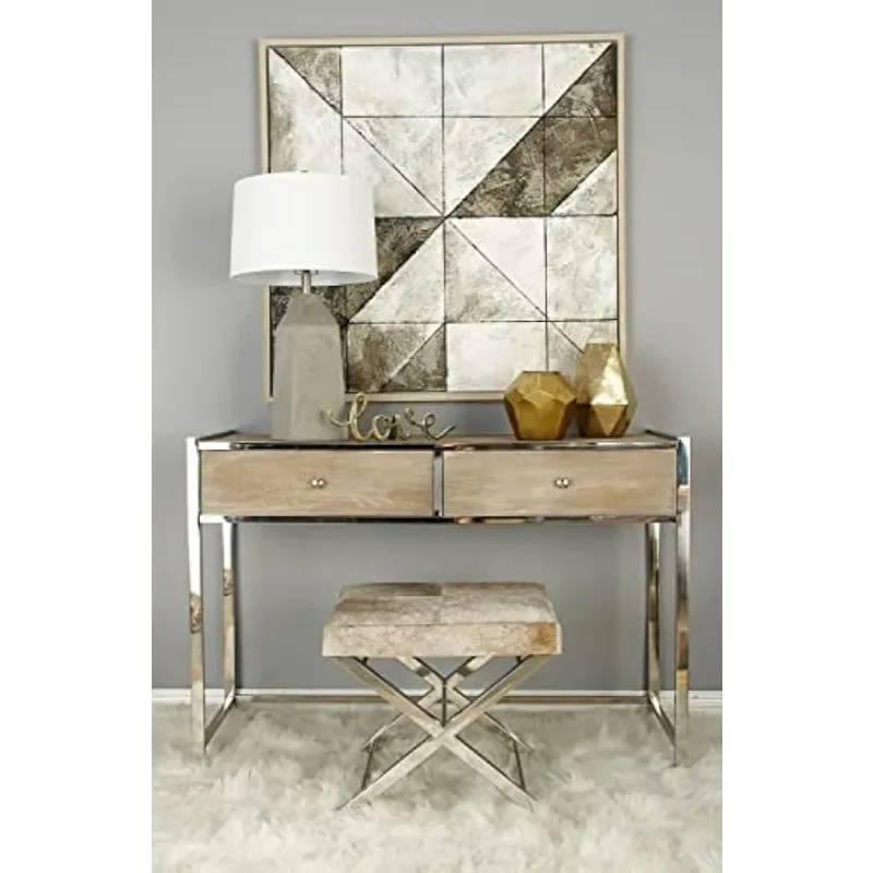 Zeitgenössischer Edelstahl hocker, grau