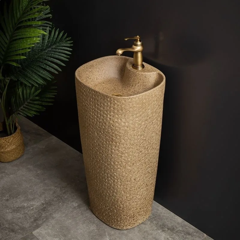 Integrated floor-standing balcony washbasin, vertical hotel courtyard column washbasin