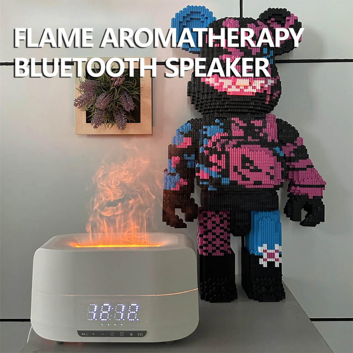 Creative Flame Aromatherapy Bluetooth Speaker Portable Digital Clock Wireless Audio HiFi Home Humidifier Sound Box 블루투스 스피커